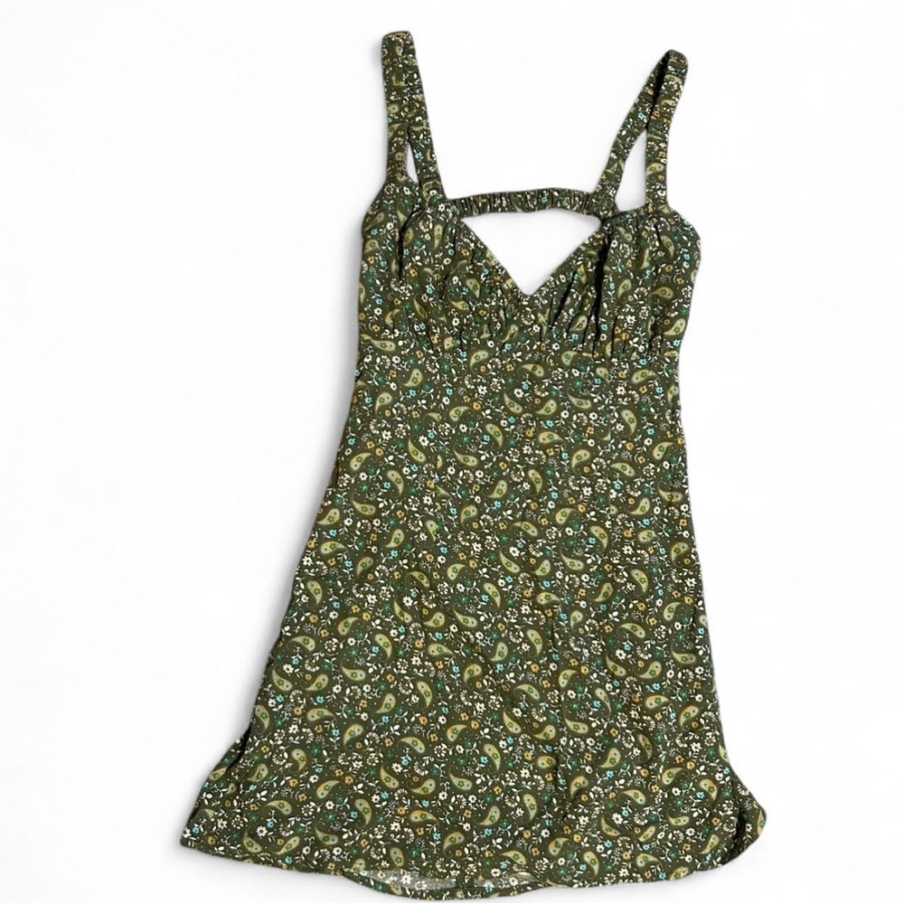 Sky To Moon Green Paisley Print Mini Dress - NWT